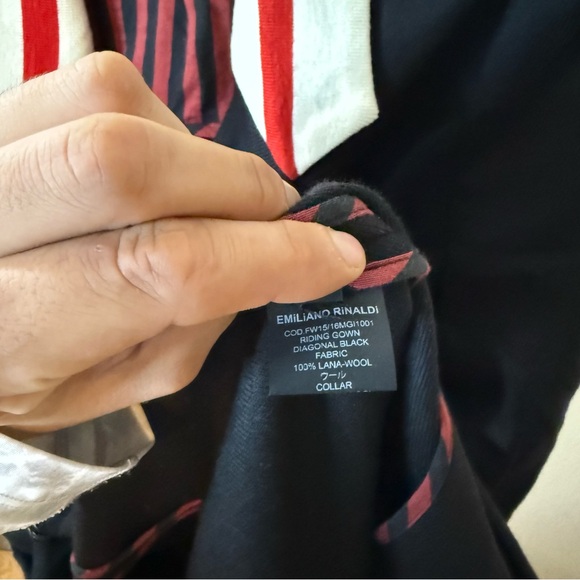 Emilio Renaldi Black Trench Coat with Red and White Details - Picture 10 of 16